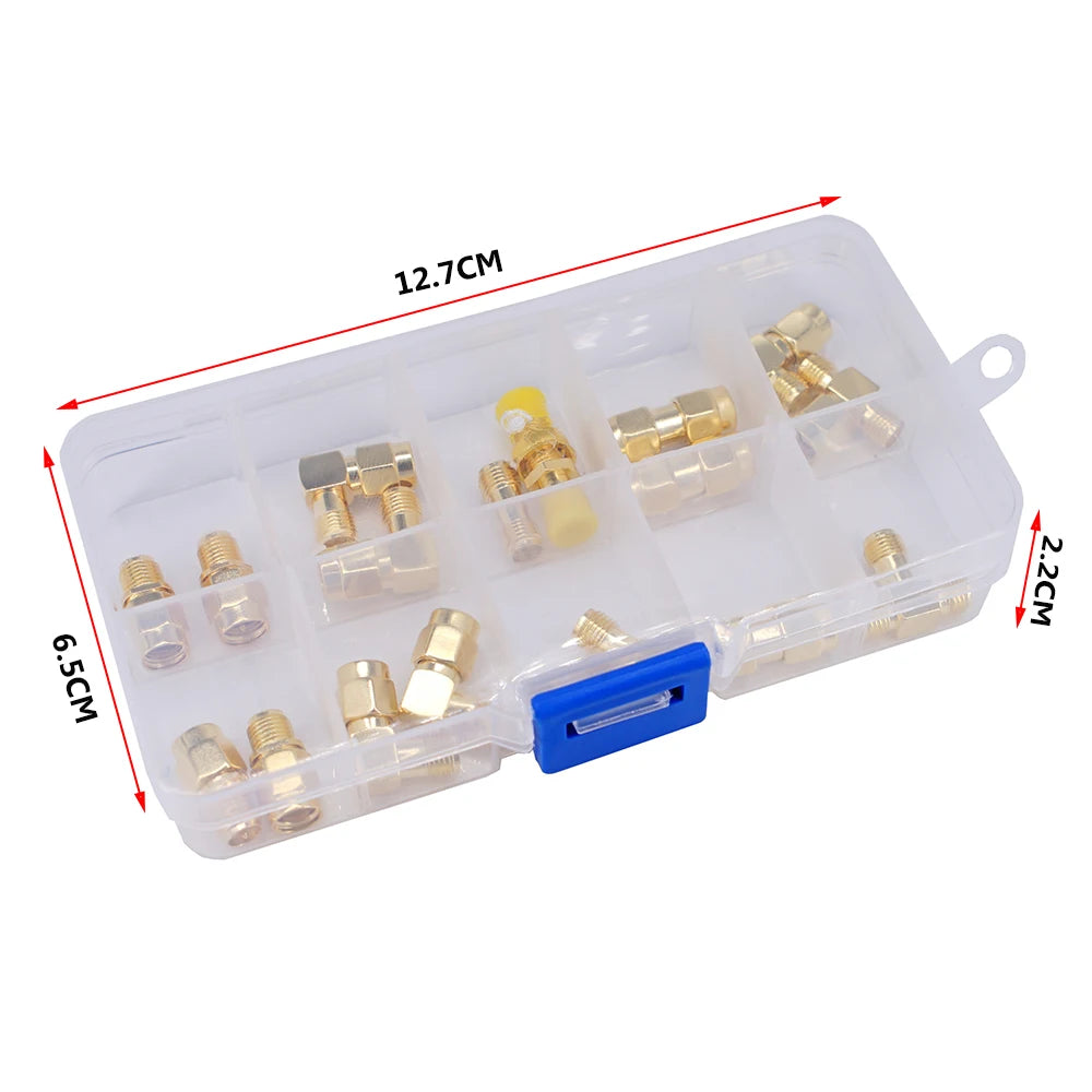 18Pcs Adapter SMA / RP-SMA to SMA / RPSMA Male Plug & Female Jack Straight & Right Angle RF Coaxial Connector