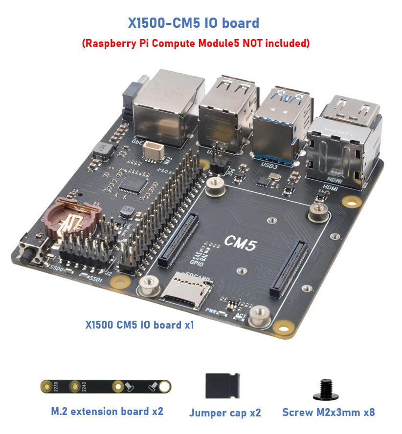 Raspberry Pi CM5 IO board NAS 2xNVMe dual Ethernet X1500