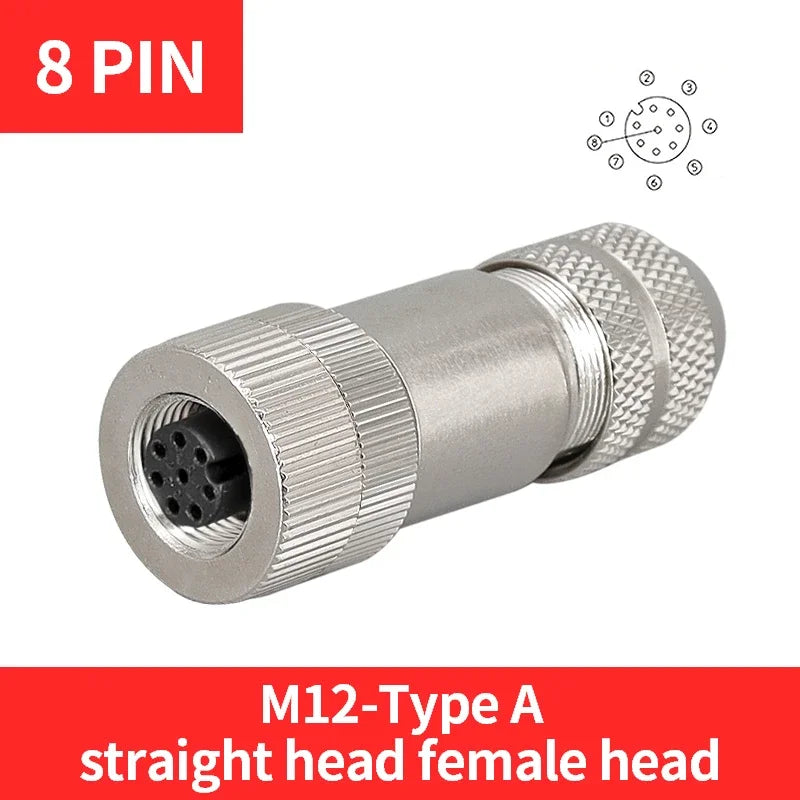 5/10/20 Pcs M12 4/5/6/8/12/17 Pin Shielded Sensor Connector Male Female Metal Assembly Aviation Plug