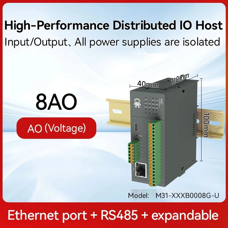 RS485 RJ45 DI/DO/AO/AI Distributed Remote IO Module CDEBYTE M31-U Series Modbus NEW Version Support PNP NPN DIP Free Splicing