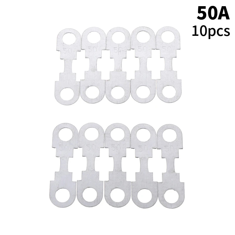 New 10Pcs 30A-150A 32VDC Small Fuse Sheet Automotive Car Flat Zinc Sheet For Car Fuse Round Hole Insert Fuse Auto Parts