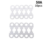 New 10Pcs 30A-150A 32VDC Small Fuse Sheet Automotive Car Flat Zinc Sheet For Car Fuse Round Hole Insert Fuse Auto Parts