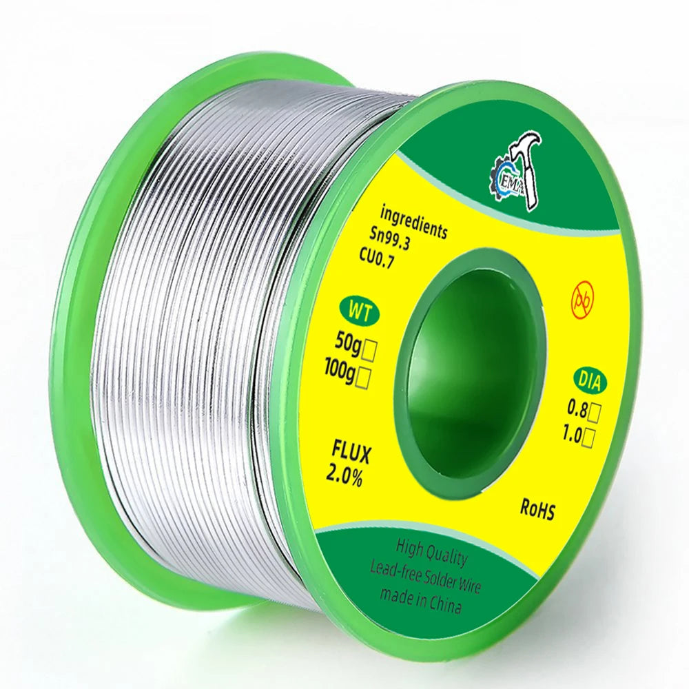 50g Lead-free Solder Wire SN99.3 Cu0.7 Environmental Protection Tin Wire Flux Reel Welding Line Soldering Wire Roll High Purity