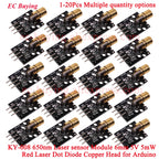 20Pcs/1pc KY-008 650nm Laser Sensor Module 6mm 5V 5mW Red Laser Dot Diode Copper Head for Arduino Transmitter TL Transducer