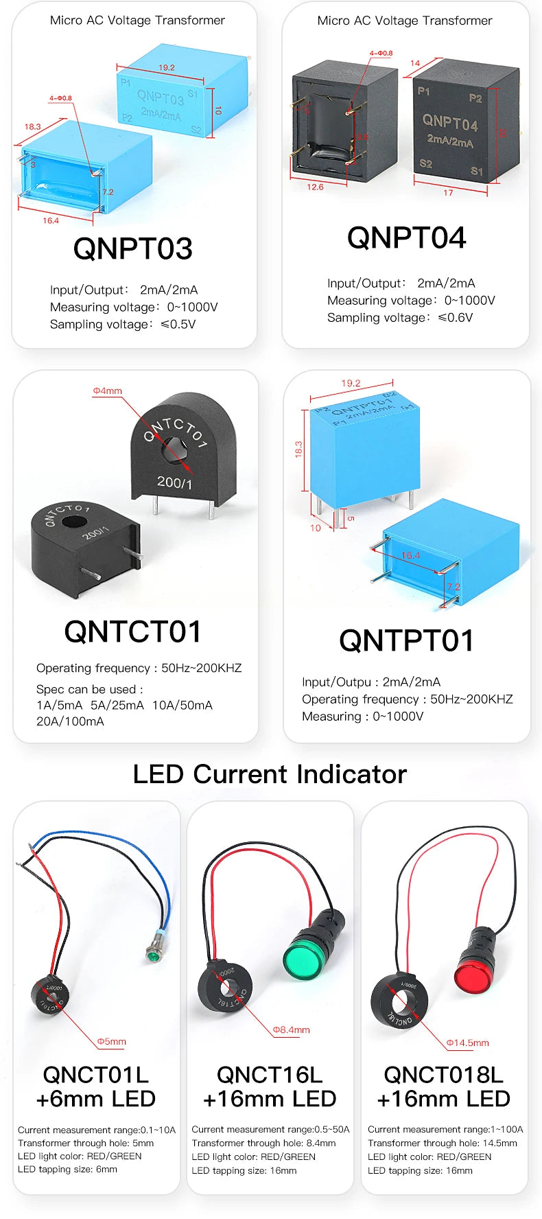 QNCTK1-16 100A 333mV 150A 1V QNCTK1-10 50A 333mV 30A 1V Split Core Current Transformer Sensor Clamp CT