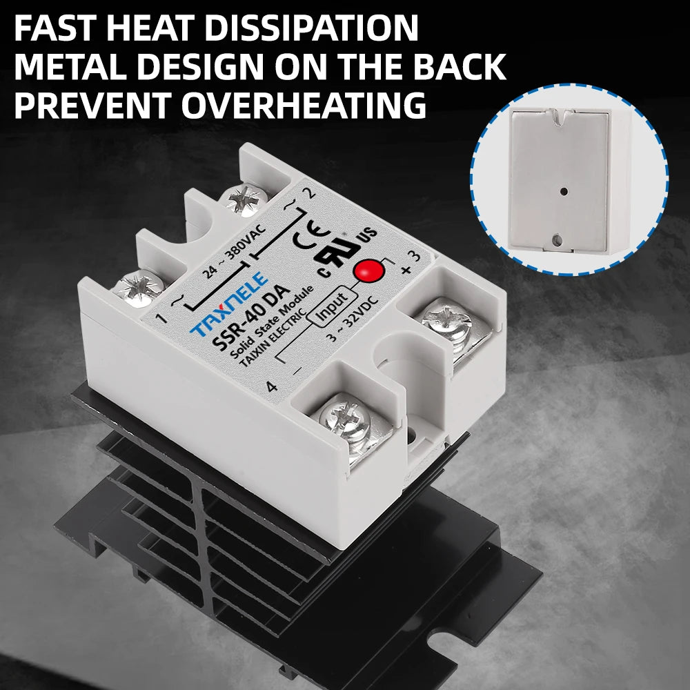 Single Phase Solid State Relay SSR-40DA SSR-25DA SSR-10DA DC To AC 3-32VDC Input 24-380VAC Output Solid State Relay