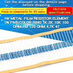 20PCS 1W 1% Metal Film Resistor 0.24Ω~2.2MΩ 1 10 47 100 200 220 300 470 910 1k 4.7k 10k 20k 47k 100k 220K 330K 470K 910k 1M ohm