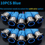10PCS 16mm 19mm Metal Power Switch Button Flat Round LED Lamp Light Waterproof Latching /Self-reset Button Car Start Switch 12V