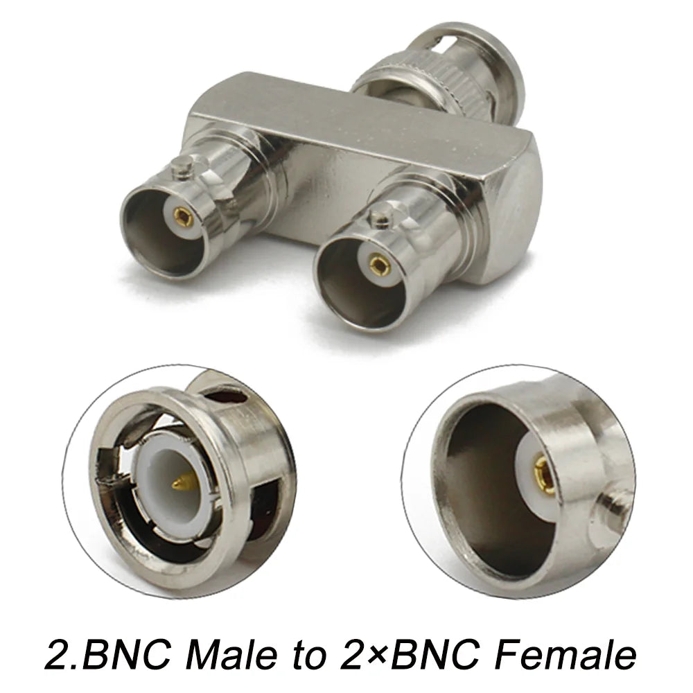 BNC Male To 2×BNC Female  Adapter Q9 BNC Type to Dual BNC Female 3 Way Audio Splitter Tee Type RF Coax Connector BNC-JKK