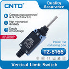 CNTD TZ-8166 Plunger Limit Switch SPDT 250VAC 6A with Coil Spring Rod IP65 Waterproof Industrial Micro Switch CE Certified
