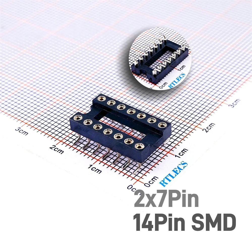 5/50 Pcs 2.54MM Pitch SMD DIP IC Socket Contact Clip Surface Mount Machined Receptacle 4 6 8 10 12 14 16 18 20 24 Pin Row 7.62mm