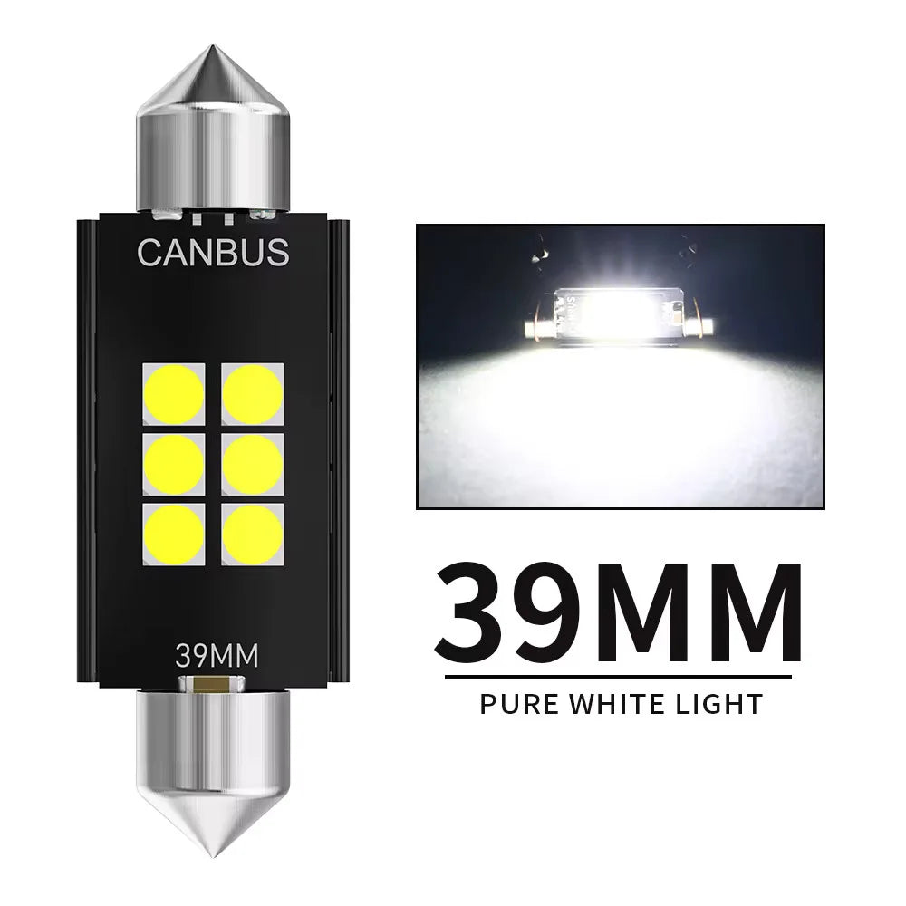 2/4/10/20 PCS C5W LED Bulb Canbus Festoon 31/36/39/41MM 12V 3030-6SMD 6500K White Car Interior Dome Reading License Plate Lights