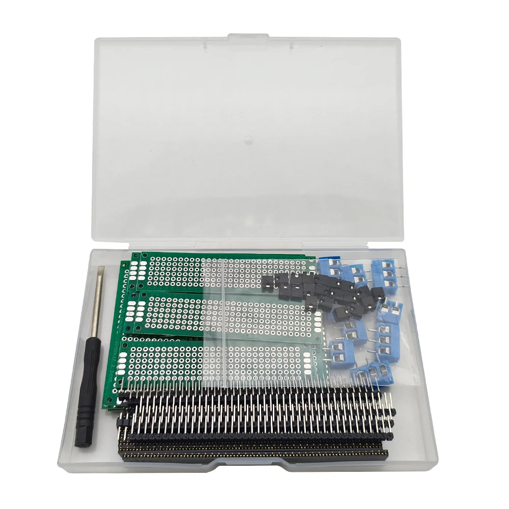 61/169Pcs/Box Double Side PCB Board Kit 40Pin Single Row Male and Female Pin Headers and 5.0mm Screw Terminal Blocks for Arduino
