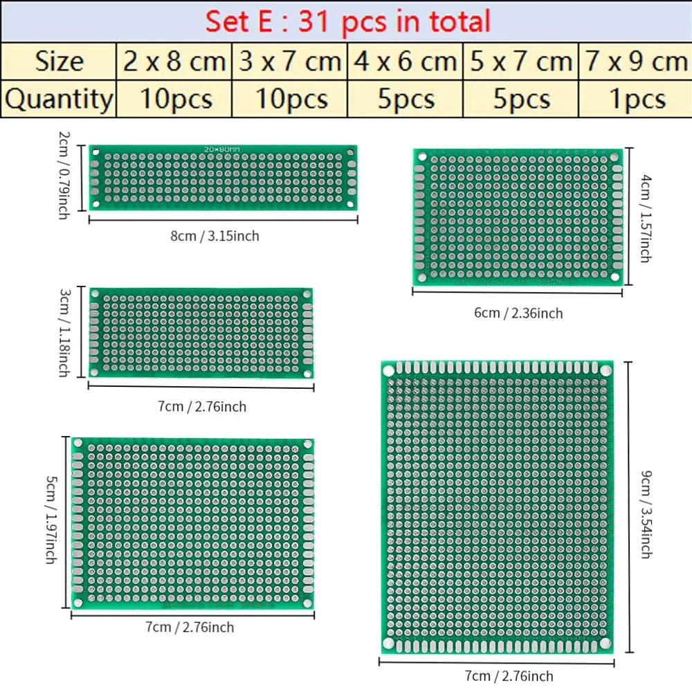 Universal PCB Circuit Protoboard Double Sided Breadboard 2x8 3x7 4x6 5x7 7x9CM Stripboard Prototyping Board DIY Electronic Kit