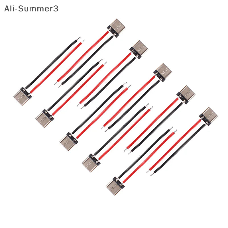 10Pcs Micro USB Type-C 2Pin Horizontal 2P Simple Soldered Female Plug-in Board Quick Charging Connector