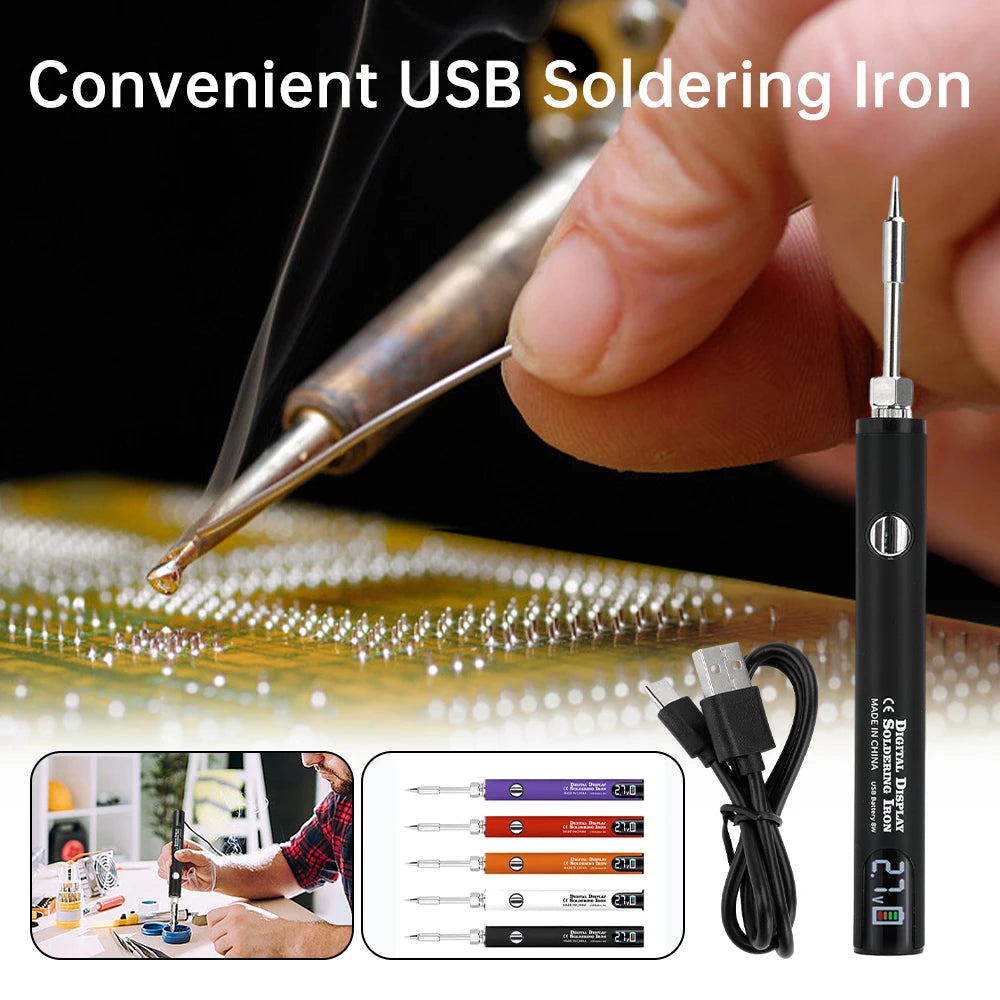 510 Mini Soldering Iron Pen Kit with Adjustable Voltage Smart USB Charger for Electronics Repair DIY Projects Smart Power Tool