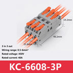 Fast Wire Connectors Universal Compact Terminal Block 6mm2 DIN Rail type Terminal 2 3 4 5 Pin Push-In Terminal Block With Lever