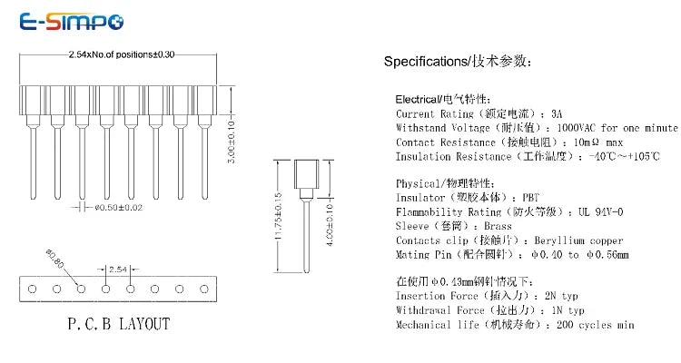 5pcs 1X40P Round Female IC Crystal Socket Breakable Tin Plated L7.43  L9.7  L11.75  L17.8 for Pin Dim0.45-0.6mm with Plastic