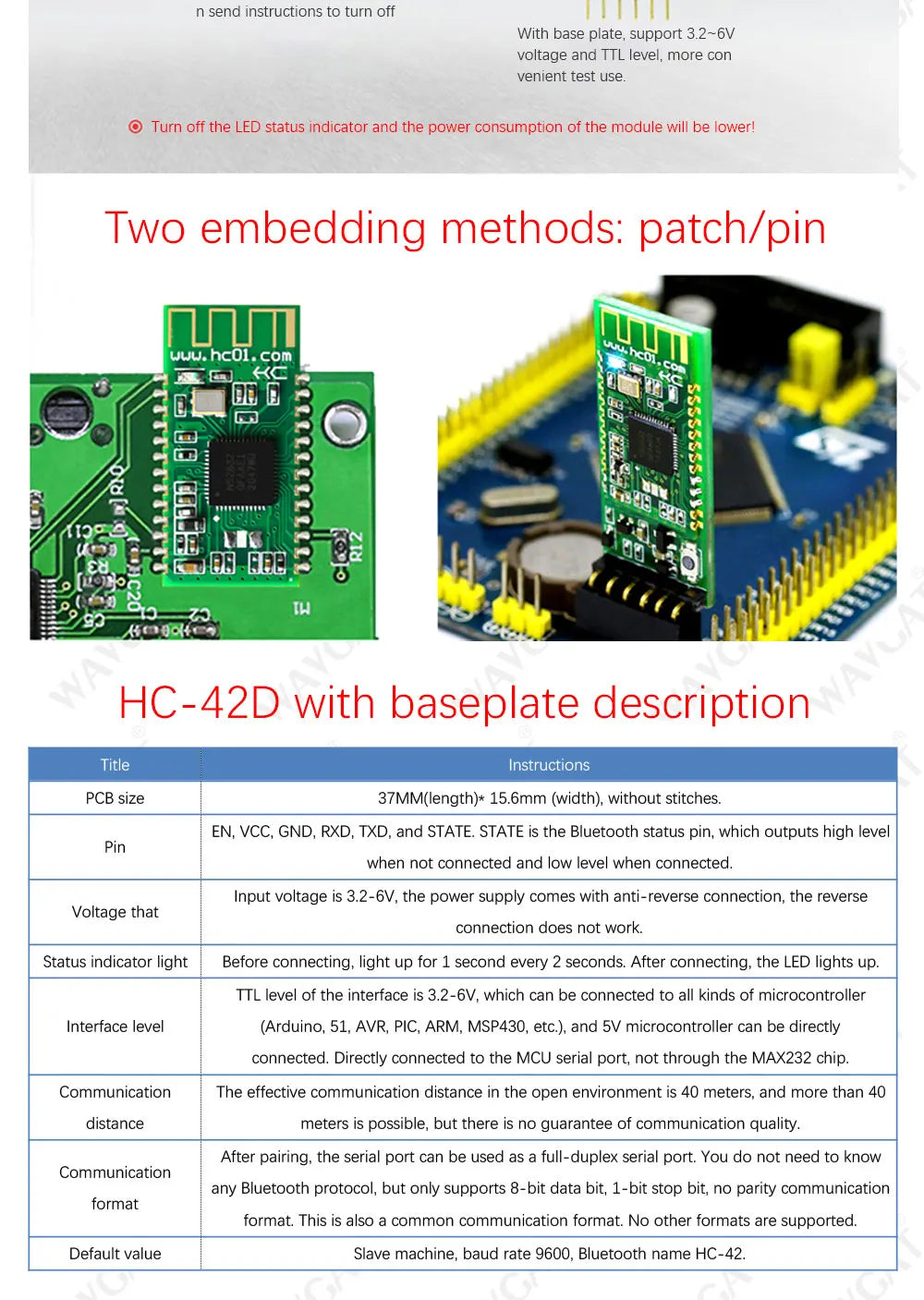 HC-05 HC-06 RF Wireless Bluetooth Transceiver Slave Module HC-08 Serial Port Module Wireless 4.0 HC-42 BLE 5.0 Bluetooth module