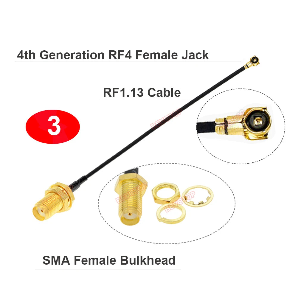 1pcs SMA to IPX Jumper 1st/4th Generation RF1/ RF4 Female Jack to SMA/ RP-SMA Female WIFI Antenna Cable RF1.13 Extension Pigtail