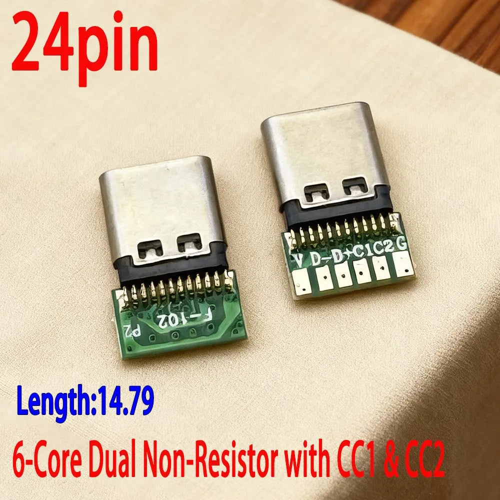USB Type C Female Connectors Jack With Dual 5.1K Resistors 16pin USB Electric Terminals Welding DIY Data Cable Support PCB Board
