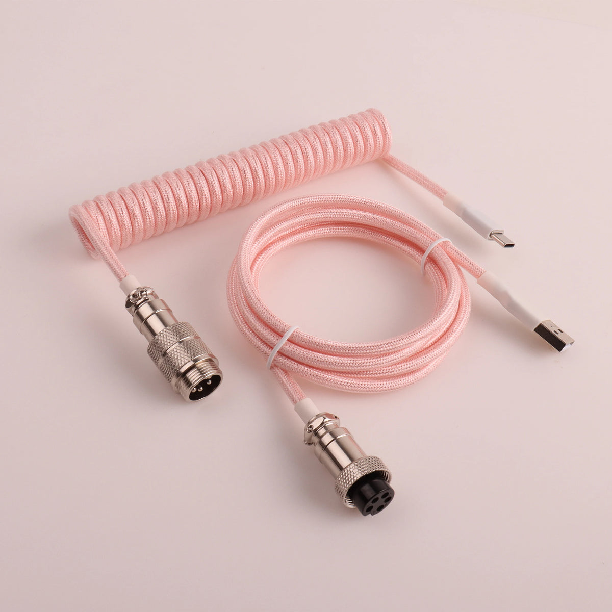 LANO 8 Colors Metal Aviator Connector GX16 USB to Tpye C Keyboard Spiral Cable PC Desk Accessories Connector For Pc Accessorie