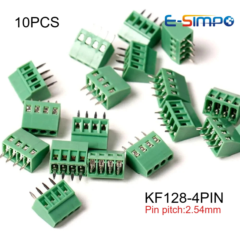 10PCS 2.54mm Pitch KF128-4P PCB Universal Screw Terminal Block Splice Terminal for 18-26AWG Cable Mini 150V 6A