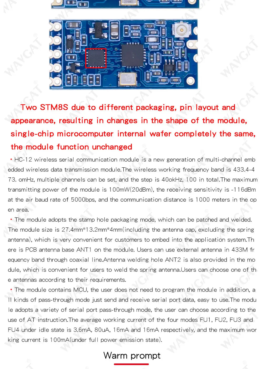 LIZAO HC-12 SI4463 433MHz Wireless Serial Module, 1000m Communication, Serial Alternative for Bluetooth Home IoT Automation