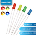 1000PCS 3mm High Flat Top Color Long Feet Red Green Blue Yellow Direct Plug Light-emitting Diode DIP LED