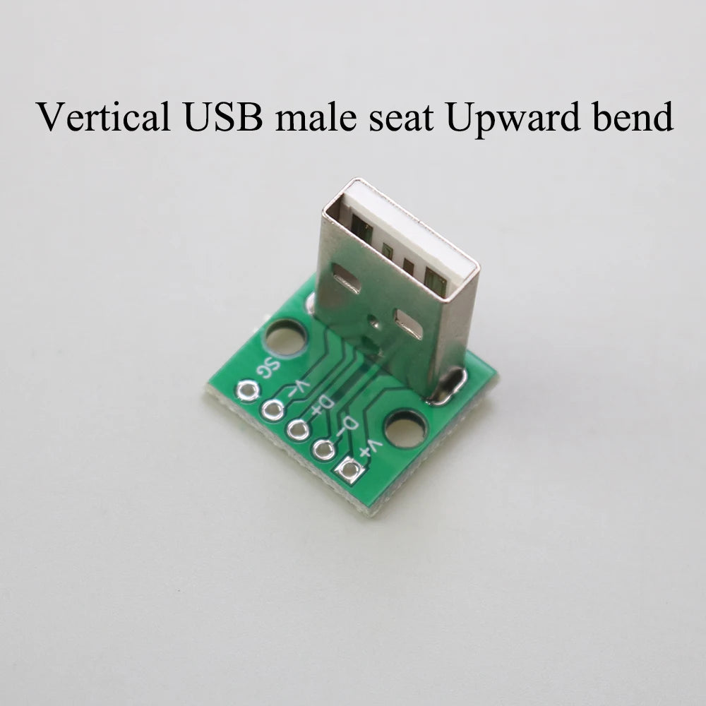 1PCS Data Charging Cable Jack Test Board with Pin Header 90 Degree Micro Mini USB Type C 2Pin USB 3.0 2.0 Female Male Connector