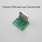 1PCS Data Charging Cable Jack Test Board with Pin Header 90 Degree Micro Mini USB Type C 2Pin USB 3.0 2.0 Female Male Connector