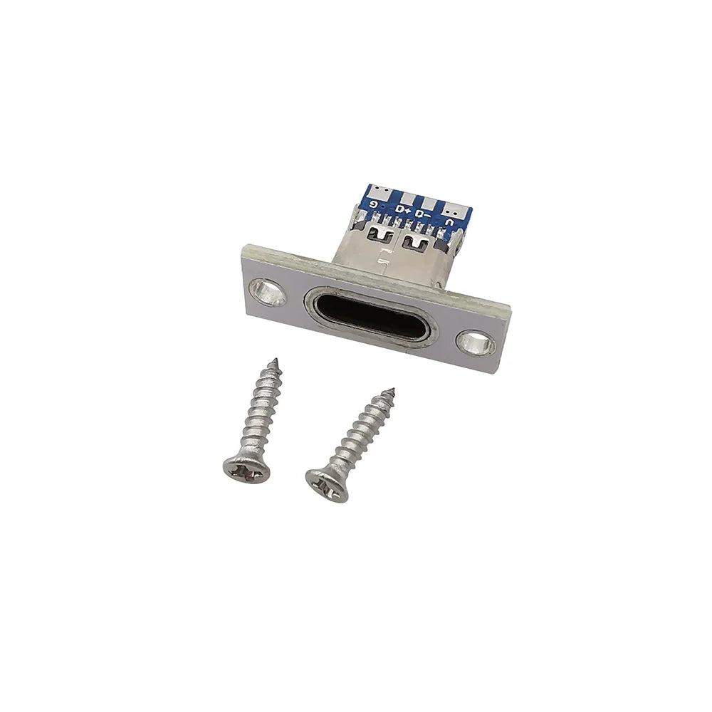 1/2/5Pcs Type C USB 3.1 Jack 2 Pin 4 Pin Female Connector Charging Port DIY USB 3.1 Type C Socket With Screw Fixing Plate