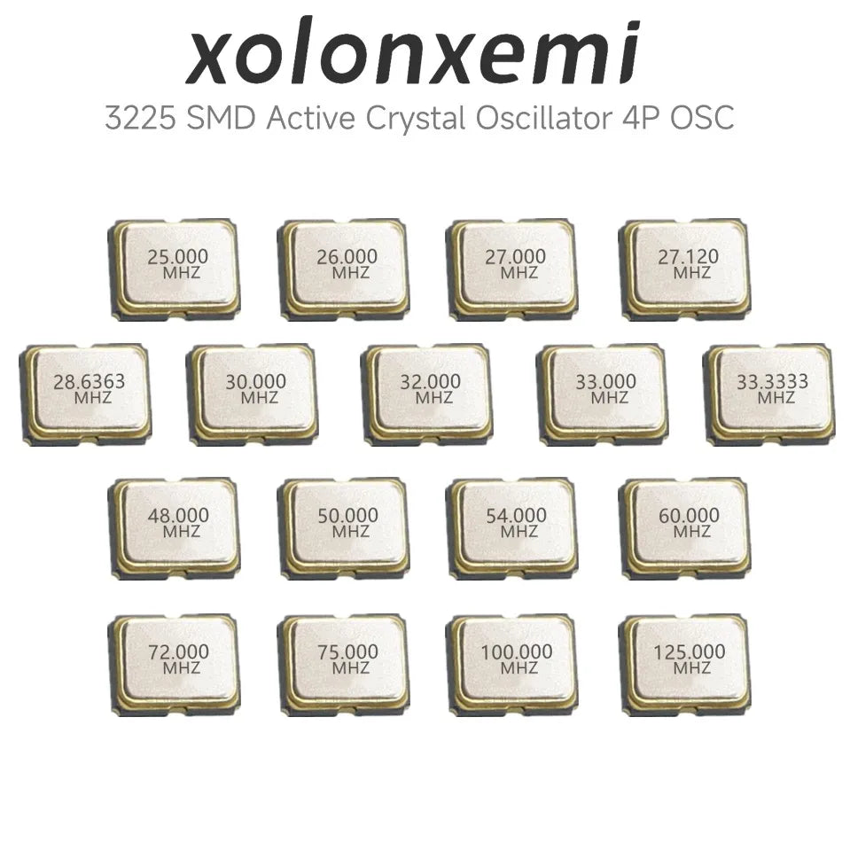 5pcs SMD 3225 Active Crystal Oscillator OSC 4Pin 1MHZ 2MHZ 4MHZ 5MHZ 6MHZ 8MHZ 12MHZ 16MHZ 20MHZ 24MHZ 3225 2.5*3.2 3.2X2.5MM
