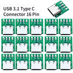 USB 3.1 Type-C 16-Pin Test Breakout Board Full Pinout Adapter Socket for Diagnosis & Data Cable Prototyping