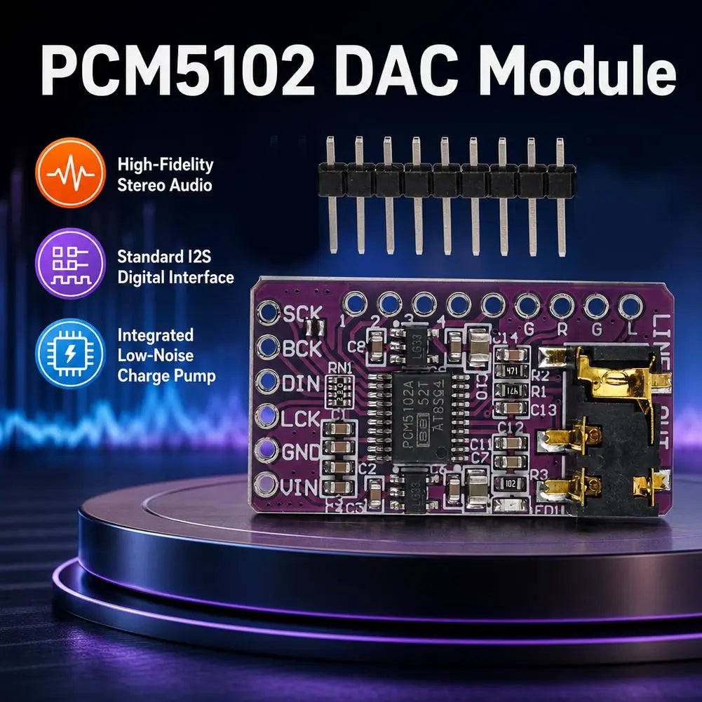 PCM5102 Digital Audio Stereo Digital-to-Analog Converter DAC Decoder Board Module, Decoder I2S IIS