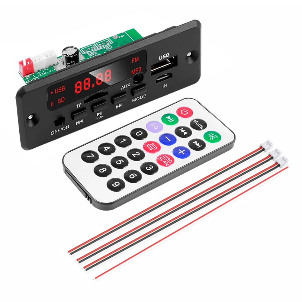 50W Amplifier MP3 Decoder Board DC 6V 18V Bluetooth 5.0 Car MP3 Player USB Recording Module FM AUX Radio For Speaker Handsfree