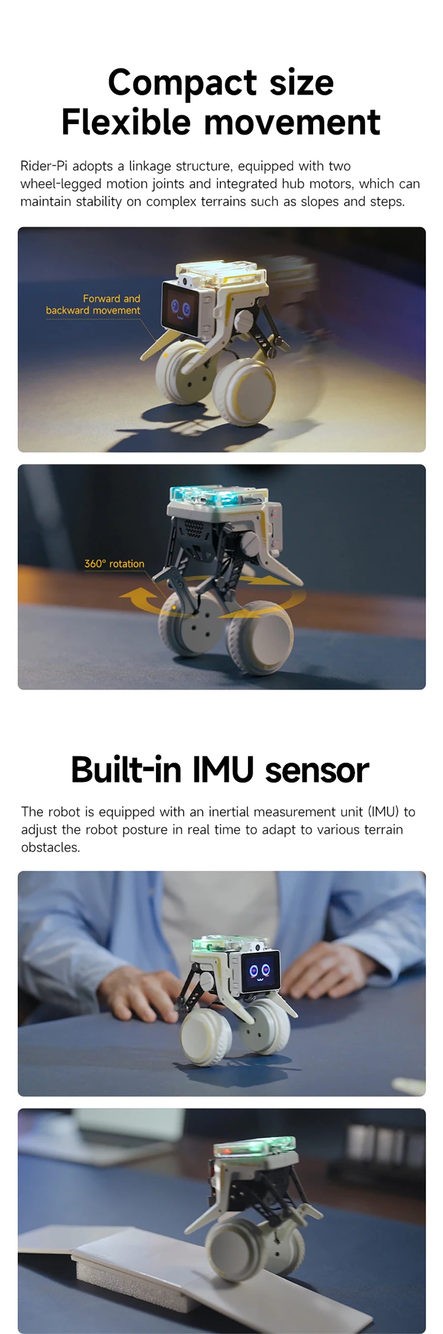 Raspberry Pi AI Vision Robot Car Kit Two WheelLegged Python Programming Voice Interaction For DIY Electronic Educational Project