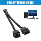 Computer Motherboard USB Extension Cable 9 Pin 1 Female To 2 Male Y Splitter Audio HD Extension Cable For PC DIY
