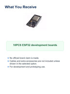 10PCS ESP32 Dev Boards ESP-WROOM-32 WiFi Bluetooth Dual-Core Microcontroller Modules Micro USB Compatible with Arduino IDE