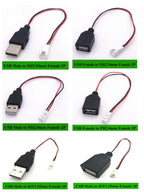 1/5/10Pcs/lot USB Male/Female to XH2.54 /PH2.0/1.25mm Female Plug adapter cable  2P 26AWG 20CM Toy Fan drone connector cable