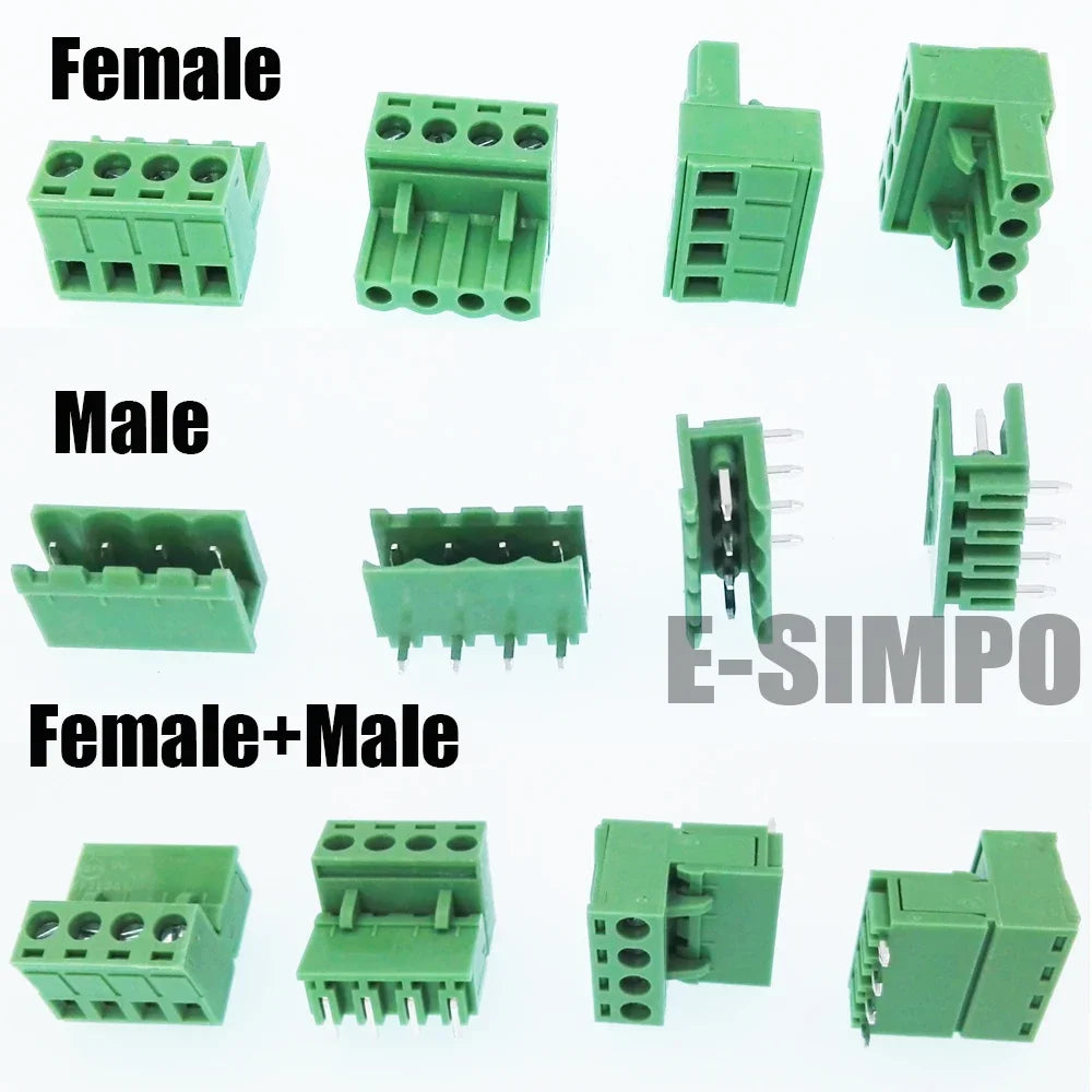 100pcs/50pairs 5.08mm Plugin Female Plug Receptacles Right Angle Straight Male Wafer 2EDGK 2EDGR/2EDGV PCB Wire Terminal Block