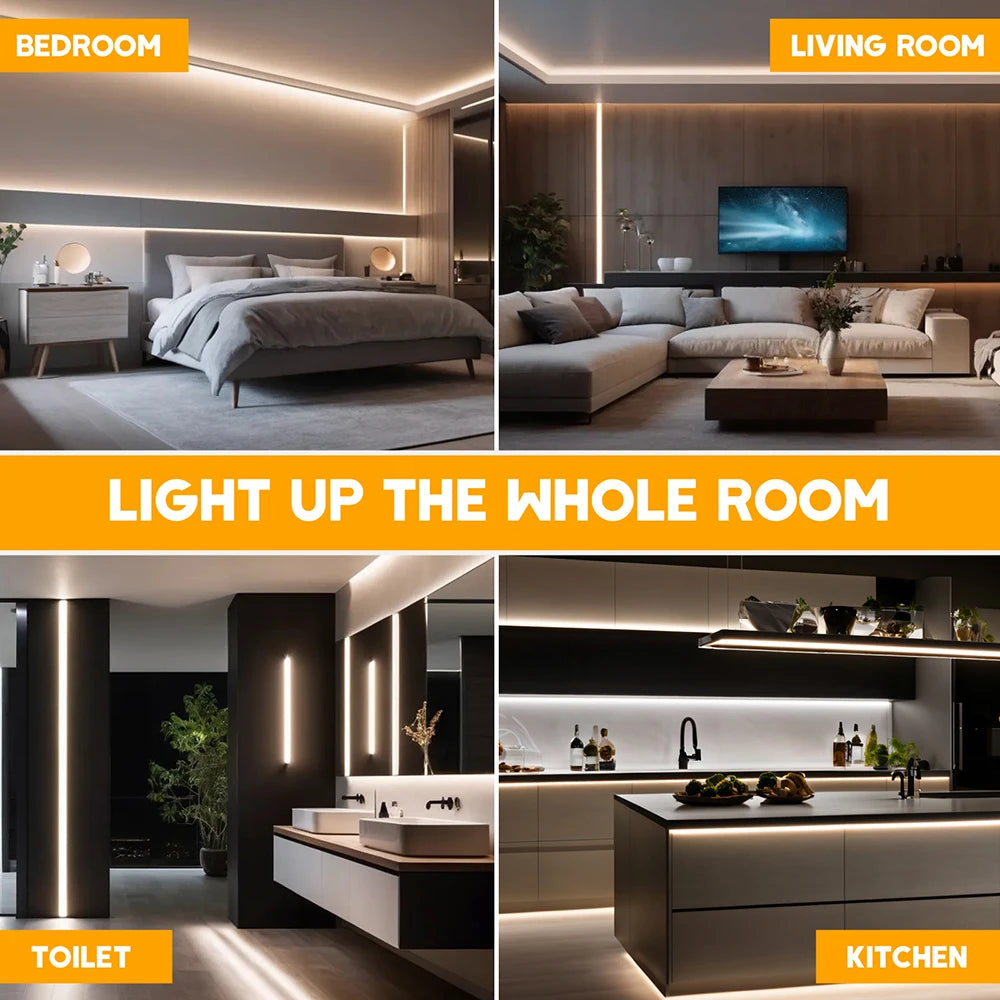 Dimmable Switch 220V COB LED Strip Neon Light Dimmer Power Kit Waterproof 3000K 4000K 6000K 288LED Kitchen Room Decor Flex Lamp