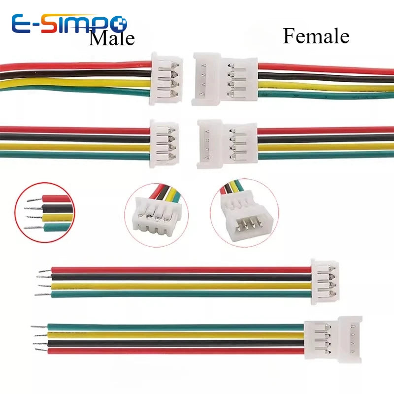 10pcs 15cm JST1.25 1.25mm 2P 3P 4P 5P 6P Male Female Plug Butt-joint Aerial Docking Crimp Terminal Wire Cable Connector