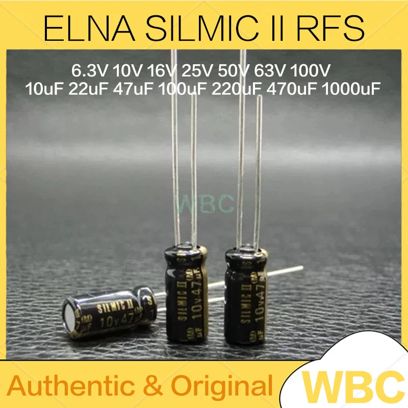 10Pcs/Lot ELNA SILMIC II RFS Series HiFi Audio Capacitor 6.3V 10V 16V 25V 50V 63V 100V 10uF 22uF 47uF 100uF 220uF 470uF 1000uF