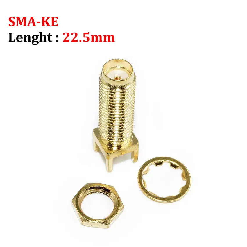 Cltgxdd 1/5/10pcs SMA-KE/KWE SMA Female Jack Adapter Solder Edge PCB Mount Antenna Base RF Copper Coaxial Connector Plug Socket