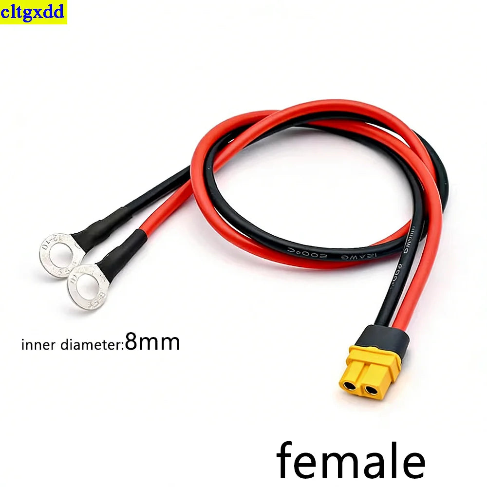 Cltgxdd 1 Piece XT60 Cable Connector Adapter O-Ring Hole 8mm Terminal Plug Connector Cable 12AWG Silicone Wire Charger Connector