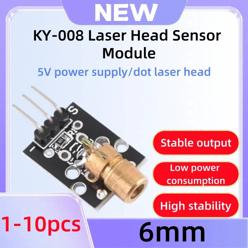 The Ky-008 Laser Head Sensor Module of 1-10Pcs Is Suitable for the 6mm Laser Module with a Dot-Shaped Laser Head and 5V Power Su