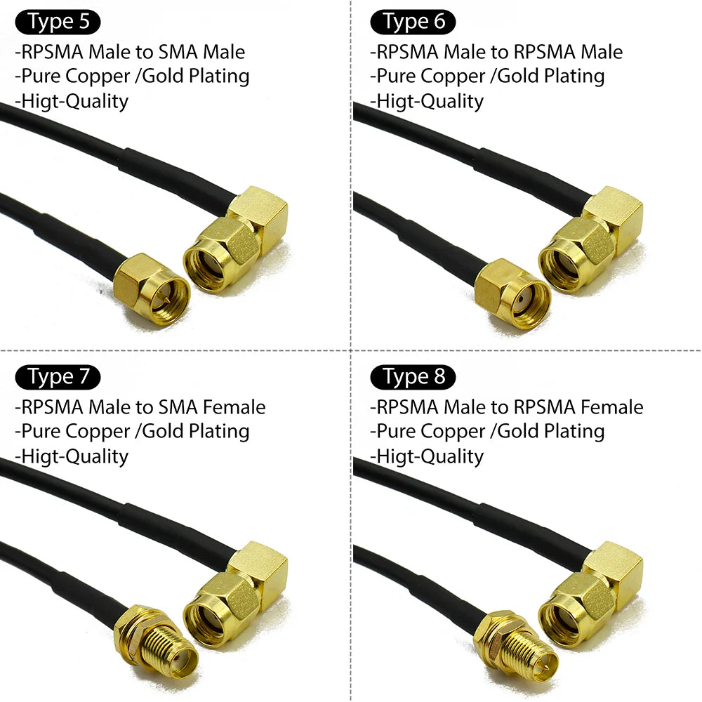 RG174 SMA to SMA Male Female Straight Right Angle Antenna extension jumper RF Pigtail Adapter Cable For WIFI 3G 4G GSM Antenna