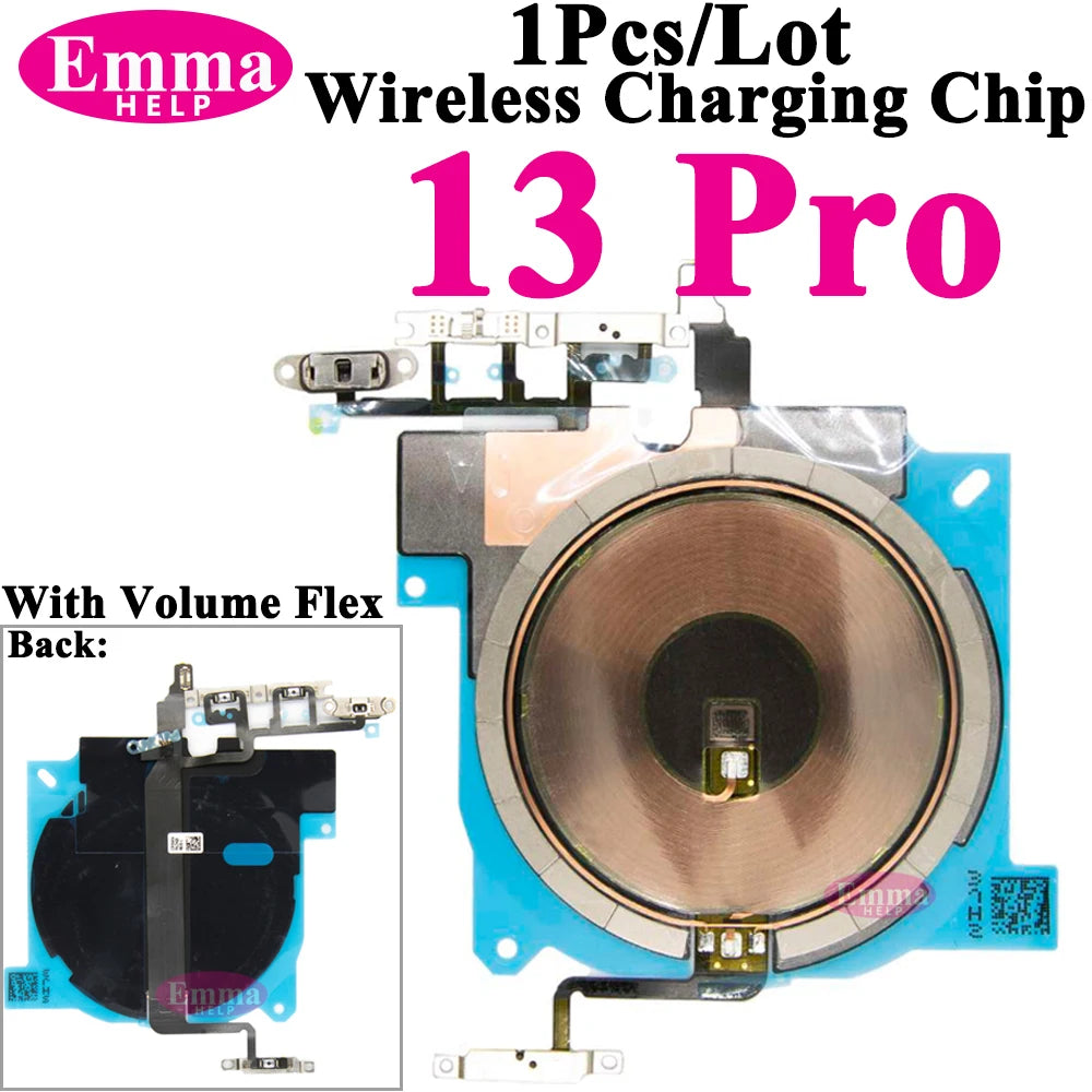 EmmaHelp 1pc For iPhone 13 Pro Max 16 14 15 8 Plus XR Wireless Charging Coil With Volume Flex Flash Charger Panel Sticker