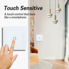 NYWP EU 86*86mm 1Gang 2Way Dual Touch Switch Tempered Glass Panel Stair Switch Bedroom Sensor Switches Cross No Need WI-FI